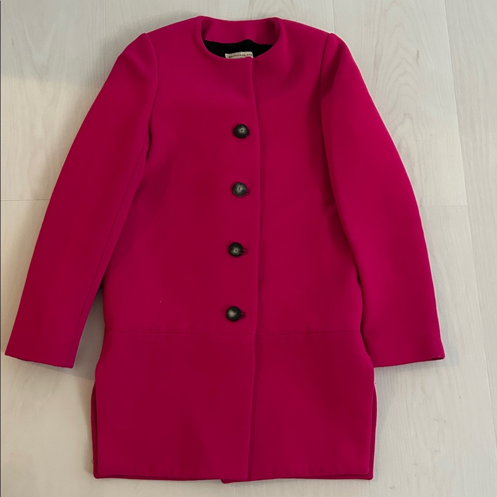 BALENCIAGA PARIS Pink Wool Coat